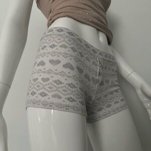 aerie : Grey heart patterned loungewear shorts #loungewear